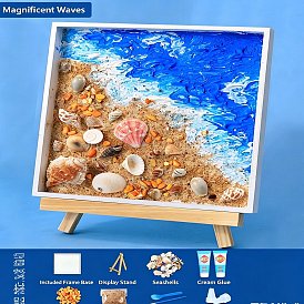 Kit para hacer bandejas de mosaico caseras, con la bandeja, caballete de madera, espátula de plástico, cáscara, Cepillo de pintura, pegamento de crema