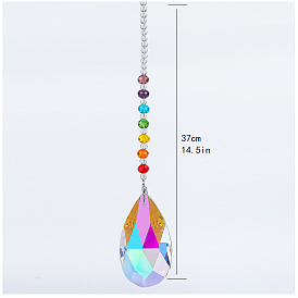 Chakra Theme K9 Crystal Glass Big Pendant Decorations, Hanging Sun Catchers, Teardrop