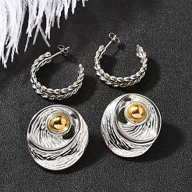 304 двухцветные серьги-гвоздики из нержавеющей стали, золотые и нержавеющая сталь цвет