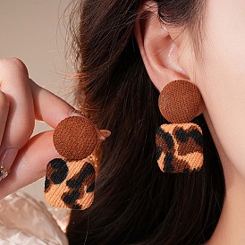 Серьги-гвоздики из сплава и полиэстера, круглый с квадратом