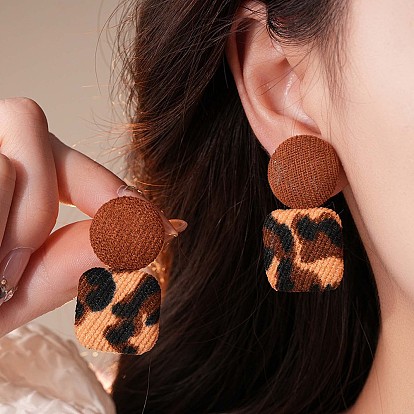 Серьги-гвоздики из сплава и полиэстера, круглый с квадратом