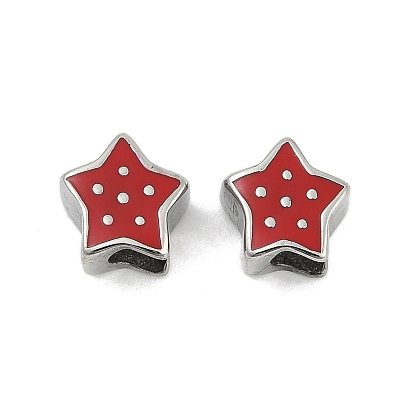 304 из нержавеющей стали европейские шарики, с эмалью, бусины с большим отверстием, звезда