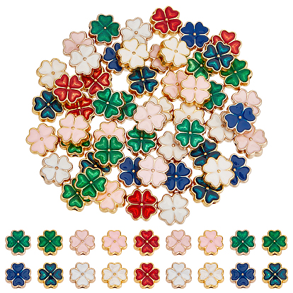 63 шт 9 цвета сплава эмалевые бусины, сердечный клевер