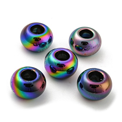 UV Plating Acrylic Beads, Iridescent, Rondelle