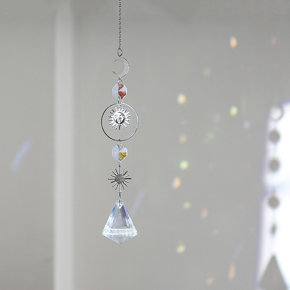 Конусные стеклянные ловцы солнца, лунные подвесные украшения, создатель радуги, для украшения сада и дома