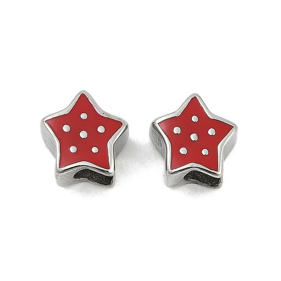 304 из нержавеющей стали европейские шарики, с эмалью, бусины с большим отверстием, звезда