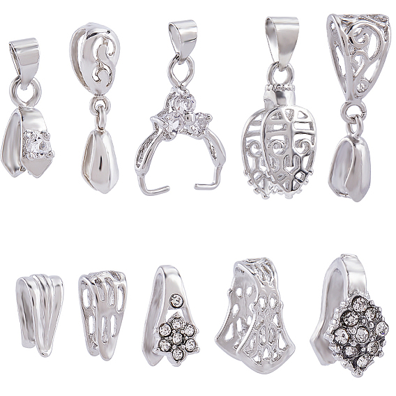 50 шт. 10 стили филигрань стойка покрытие латунный кулон зажимные скобы, щипцы для льда и защелки на поручнях