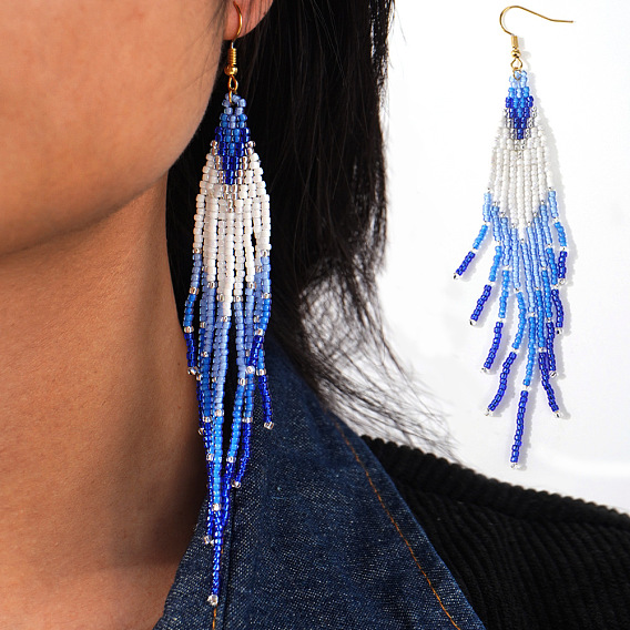 Пляжный отдых длинные серьги с кисточками летние элегантные подвесные кольца ювелирные изделия