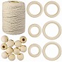 Sunnyclue diy украшения для дома makings, с круглыми хлопковыми нитками, круглые незаконченные деревянные бусинки и незаконченные деревянные связующие кольца