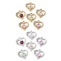UV Plating Alloy Glass Pendants, Heart Charm, with Rhinestone, Faceted, Mixed Color