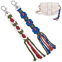 2Pcs 2 Colors Macrame Wristlet Cotton Pendant Decorations, Flower Handmade Keychain Holder Wrist Lanyard for Handbag Backpack Car Key Decoration