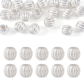 20шт. 925 рифленые круглые разделительные бусины из стерлингового серебра