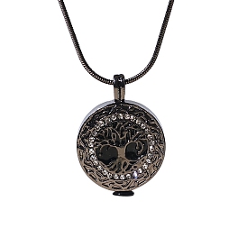 Alloy Tree of Life Urn Ashes Pendant Round Snake Chain Necklaces for Women Men