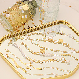 Charmant bracelet de perles avec breloques lune et étoile en acier inoxydable - bijoux en forme de coeur b
