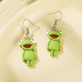 Cute Green Frog Earrings for Women - Unique European Style Studs