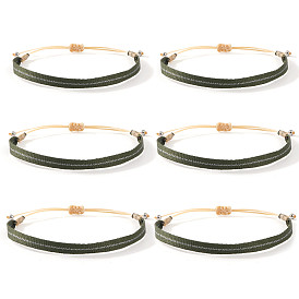 6 Conjuntos de pulseras vintage bohemias de cordón de algodón trenzado (piezas), Pulseras ajustables hechas a mano de estilo étnico