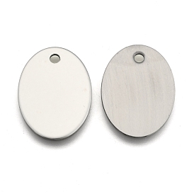 201 pendentifs d'étiquette vierge estampage ovale en acier inoxydable, 30x22x1mm, Trou: 3mm