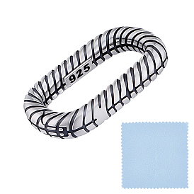 1Кольца с пружинным затвором из стерлингового серебра, прямоугольные, с 1 листовой двусторонней замшевой тканью для полировки серебра