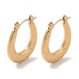 Texture Oval 201 Stainless Steel Half Hoop Earrings for Women, with 304 Stainless Steel Pin