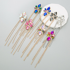Luxury Long Tassel Earrings with Shiny Water Drop Rhinestones for Women's Dressy Occasions
