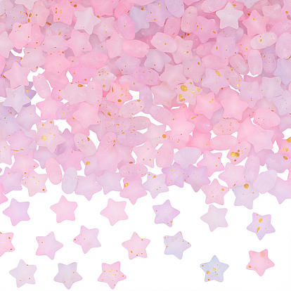 300шт. матовые акриловые бусины, золотой фольгой, звезда, градиент цвета