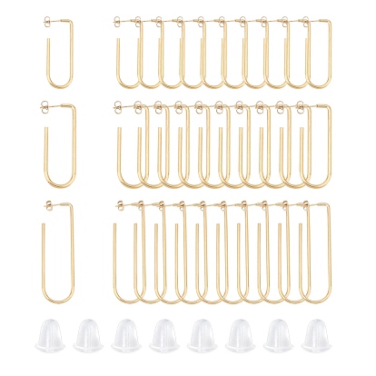 201 Edelstahl Ohrstecker, mit Ohrmuttern und 304 Edelstahlstiften, Alphabet, Buchstabe u