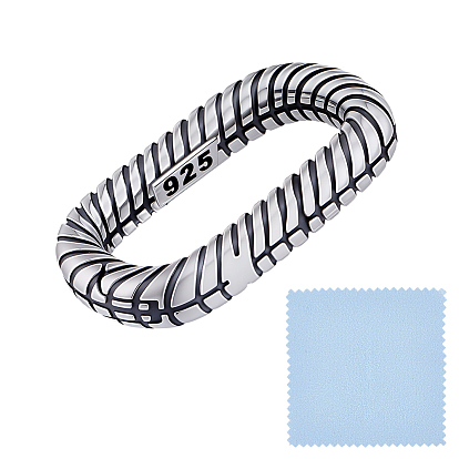 1Кольца с пружинным затвором из стерлингового серебра, прямоугольные, с 1 листовой двусторонней замшевой тканью для полировки серебра