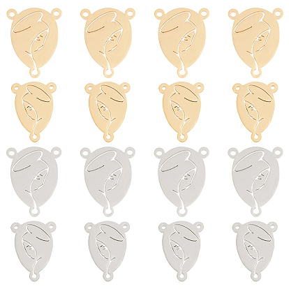 16Pcs 4 Style 201 Stainless Steel Links/Connectors, Oval with Human