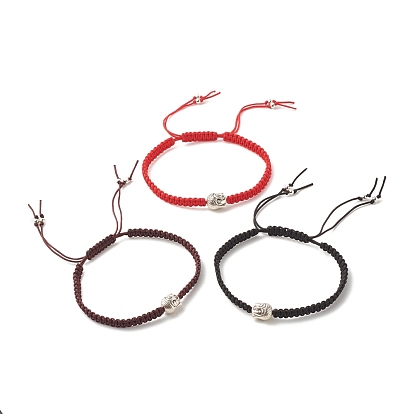 Buddha Head Braided Bead Bracelet, Amulet Protection Jewelry for Women