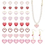 48Pcs 8 Style Alloy Enamel Pendants, Light Gold, Heart