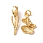 Brass Pendants, Tulip/Ginkgo Leaf Charms, Rack Plating, Long-Lasting Plated, Lead Free & Cadmium Free