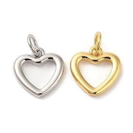 Eco-Friendly Brass Charms, with Jump Ring, Lead Free & Cadmium Free, Heart Charm