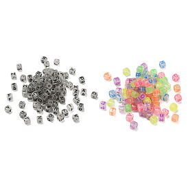 Светящиеся прозрачные акриловые бусины, эмаль бисера, куб с письмом, светится в темноте