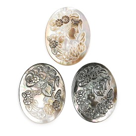 Natural Shell Cabochons, Oval with Cameo Women