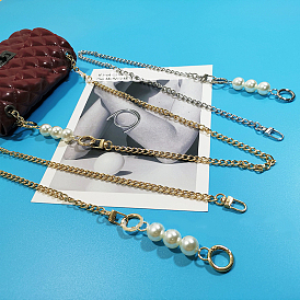 Plastic Imitation Pearl Beads Bag Chain Shoulder, with Metal Clasps, for Bag Straps Replacement Accessories