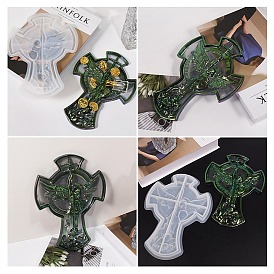 Cross with Angel Display Tray DIY Silicone Mold, Resin Casting Molds, for UV Resin, Epoxy Resin Craft Making