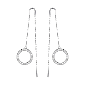 925 Boucles d'oreilles à tige en argent sterling avec micro pavé de zircones cubiques transparentes, fils d'oreille
