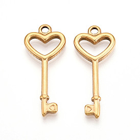 304 подвески из нержавеющей стали, ионное покрытие (ip), подвески в виде сердечных ключей