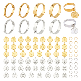 DIY-Set zur Herstellung von verstellbaren Initialen-Alphabet-Charms, einschließlich 304 Edelstahl-Schlaufenringbasen, Sprungringe, Aluminium Anhänger & Charms