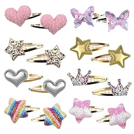 Imitation Leather Snap Hair Clips, Mixed Shape Hair Accessories