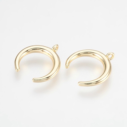 Латунные подвески, без никеля , полумесяц / двойной рог, реальный 18 k позолоченный