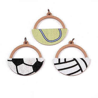 Colgantes de madera, impreso, con anillo de hierro, juegos de pelota