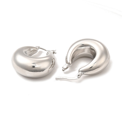 Rack Plating Brass Crescent Moon Hoop Earrings for Women, Lead Free & Cadmium Free