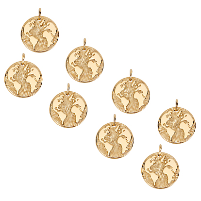 304 Stainless Steel Pendants, with Jump Ring, Earth