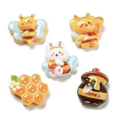 Непрозрачные кабошоны из смолы, пчелы и мед, банка и улей, разнообразные