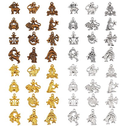 48Pcs Constellation Charm Pendant Twelve Zodiac Sign Pendants Alloy Charm for Jewelry Necklace Bracelet Earring Making Crafts