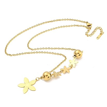 Revestimiento de iones (ip) 201 collares con colgante de flores de acero inoxidable