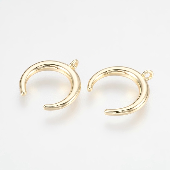 Латунные подвески, без никеля , полумесяц / двойной рог, реальный 18 k позолоченный