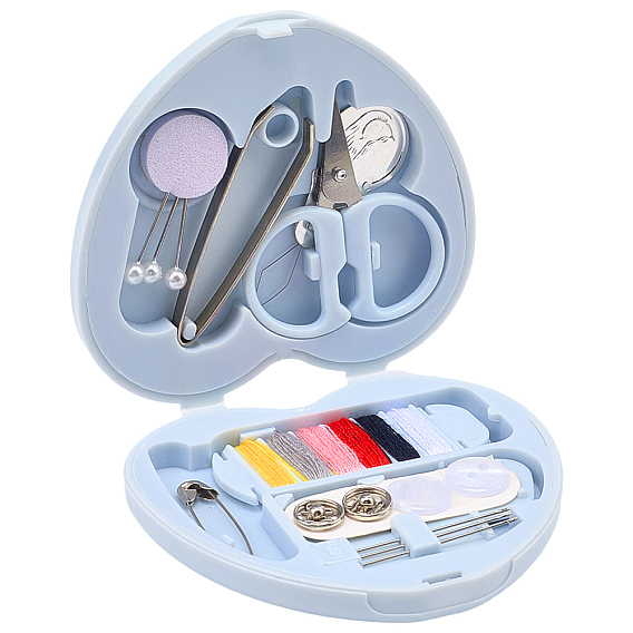 1Набор пластиковых инструментов для шитья и вязания, пуговицы, булавки, ножницы, нитки для шитья, спицы для вязания, крючки для вязания и крючок, сердце