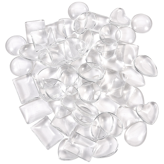 Cabochons de verre transparent, formes mixtes